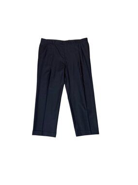 Mens Black Dress Pants 50L W44 Classic Fit Flat Front Pinstripe Polyester Blend